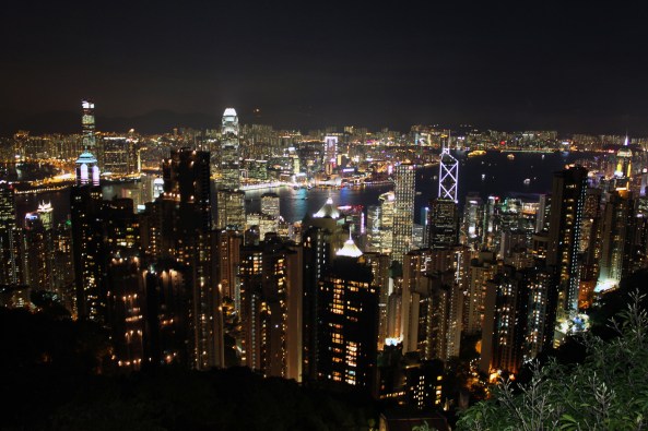 Hong Kong skyline by night.