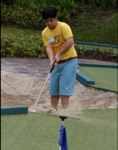 They say Jeremy has a mean swing. Here, he shows that he also has the right stroke that can get him out of the sand and into the hole.